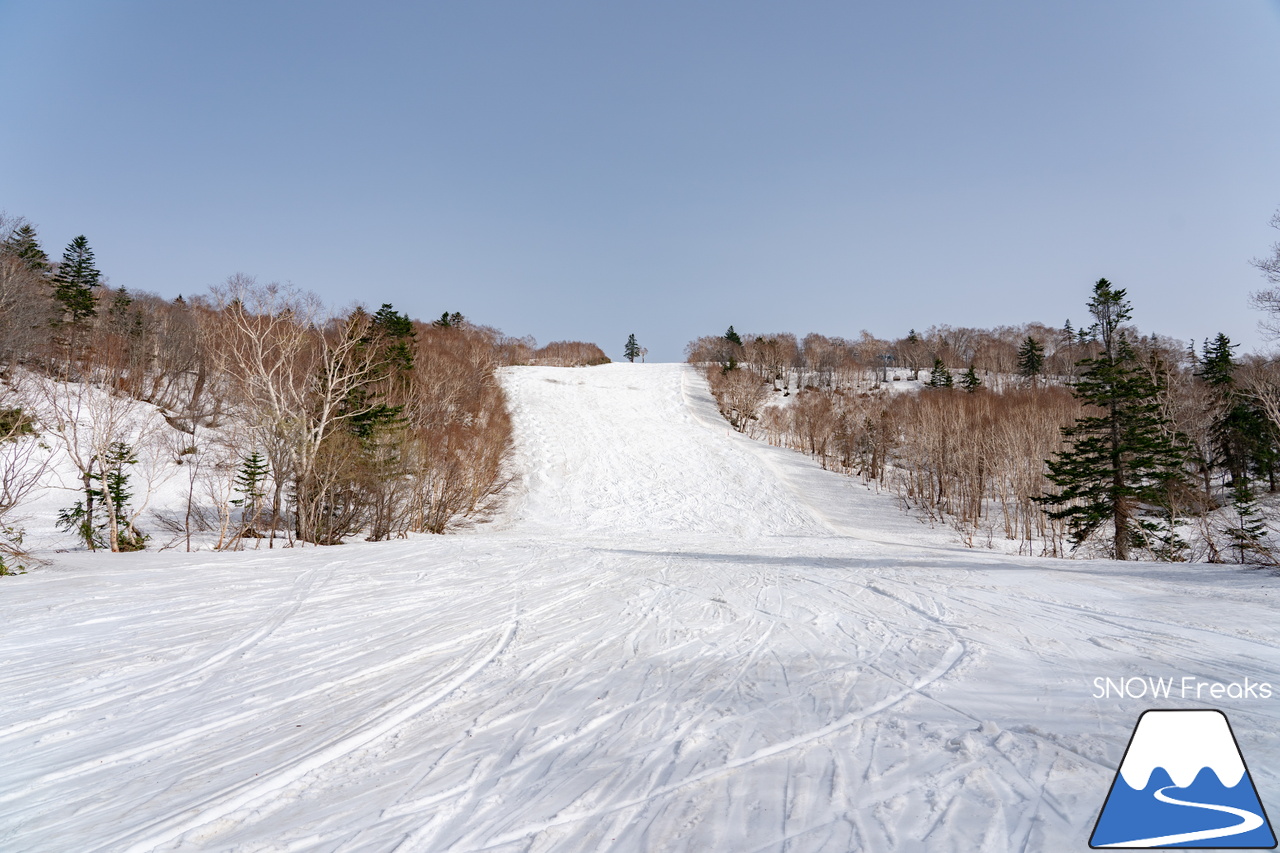 キロロリゾート｜初夏の陽気に耐えて、何とかGWまで持ってくれたキロロの雪…。さぁ、キロロゴンドラに乗って、山頂から山麓まで続く全長4,000ｍ超のロングランを楽しみましょう！